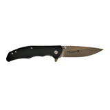 Maserin 46004G10N Sporting Pocket Knife with a 75mm satin finish 440 stainless steel blade and black G10 handle. This lightweight, reliable, and easy-to-use pocket knife features a flipper opening system with ball bearings for smooth operation.