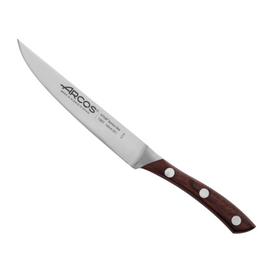 Arcos Natura Vegetable Knife 125mm. This knife features a comfortable warm rosewood handle and a single-forged NITRUM stainless steel blade for chopping, peeling, and precision cutting of vegetables