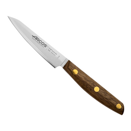 Arcos Nordika 100mm Paring Knife. This sharp NITRUM stainless steel knife with a comfortable FSC wood handle is perfect for peeling, trimming, and other precise kitchen tasks.