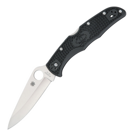 Spyderco Endura 4 Lockback Black, a Pocket Knife with a 3.75-inch VG-10 Stainless Steel Blade and Black Textured FRN Handle.