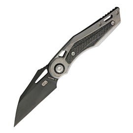 EOS URCHIN FRICTION FOLDER SW, a Stylish Pocket Knife with a 3-inch black DLC-coated Nitro V steel blade and stonewash titanium handle with carbon fiber inlay.