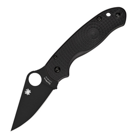SPYDERCO PARA 3 COMPRESSION LOCK, a Pocket Knife with a 3-inch black-finished CTS-BD1 stainless steel blade and black bi-directional textured FRN handle.