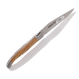 Laguiole En Aubrac Folding Pocket Knife (11cm) with Olive Wood Handle. This traditional French pocket knife features a high-quality blade and beautiful olive wood handle, perfect for everyday carry or outdoor adventures.