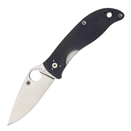 Gray textured G10 handle SPYDERCO POLESTAR pocket knife with satin finish blade