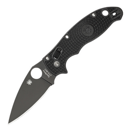 Black handle Spyderco Manix 2 pocket knife with black blade