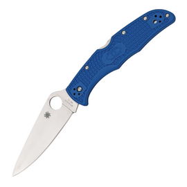 Spyderco Endura 4, a lightweight, blue textured FRN handle pocket knife with a  3.75-inch VG-10 stainless steel blade for everyday carry