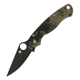 Spyderco Para-Military 2 Comp Lock Pocket Knife. Features a 3.5-inch black finish CPM S30V stainless steel blade and camouflage G10 handle.