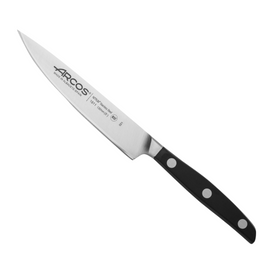 Arcos Natura Vegetable Knife 130mm.  This versatile kitchen knife features a warm rosewood handle for comfort and a single-forged NITRUM stainless steel blade, perfect for chopping, peeling, and all your vegetable prep needs