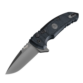 SIG X-1 MICROFLIP BUTTON LOCK pocket knife with a 2.75 inch gray Cerakote finished CPM-154 stainless steel drop point blade and black textured G10 handle