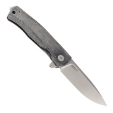 LionSteel Myto Framelock Pocket Knife with a 3.25-inch satin finish Bohler M390 stainless steel blade and black micarta handle with titanium back.