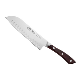 Arcos Natura 180mm Granton Edge Santoku Knife with NITRUM® Stainless Steel Blade and Rosewood Handle for Clean Slicing and Food Release