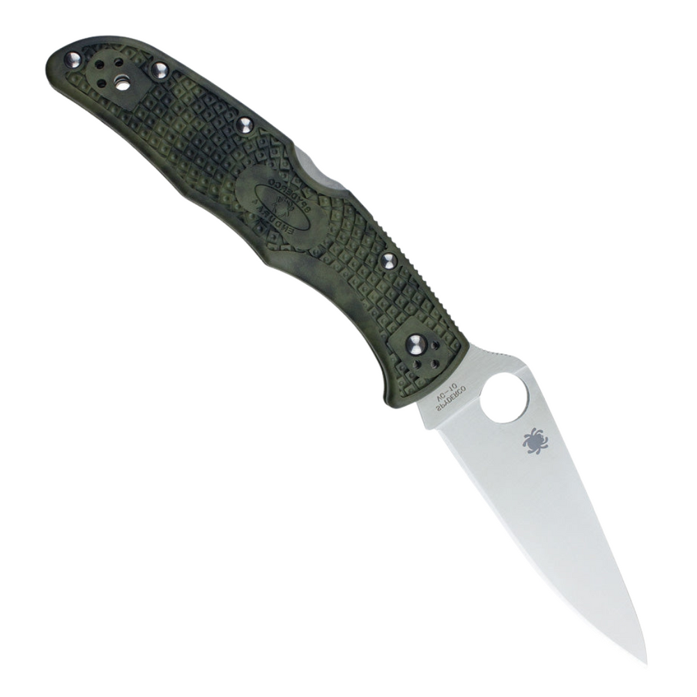 Spyderco Endura 4 Lockback Pocket Knife. 3.75-inch Satin Finish VG-10 Stainless Steel Blade. Zome Green Textured FRN Handle.