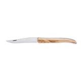 Laguiole En Aubrac Backpacker's Folding Knife (12cm) - Olive Wood. This traditional pocket knife features a stainless steel blade and a beautiful olive wood handle, perfect for picnics, camping, or any outdoor adventure.