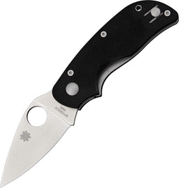 Black G10 handle SPYDERCO CAT pocket knife with plain blade