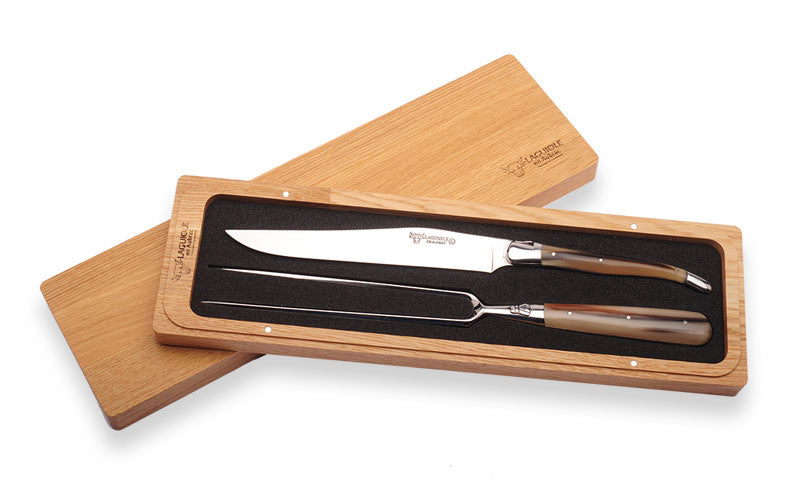 Laguiole En Aubrac 2pc Forged Chef's Set - Solid Horn