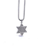 925 Sterling Silver Line Star of David Moissanite Necklace-1