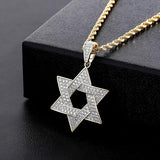 Order Israel 18K Gold Plated Star of David Pendant with Moissanite Stones