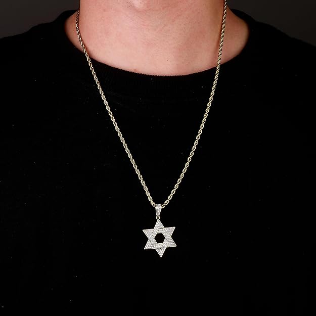 Order Israel 18K Gold Plated Star of David Pendant with Moissanite Stones