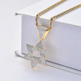 Order Israel 18K Gold Plated Star of David Pendant with Moissanite Stones