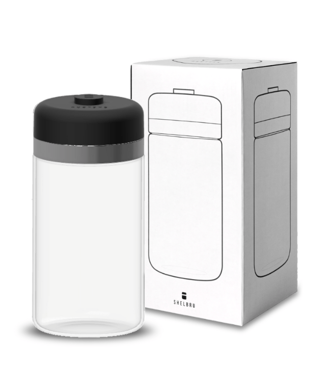 Shelbru Smart Canister 800ml Glass Vacuum Jar White with box