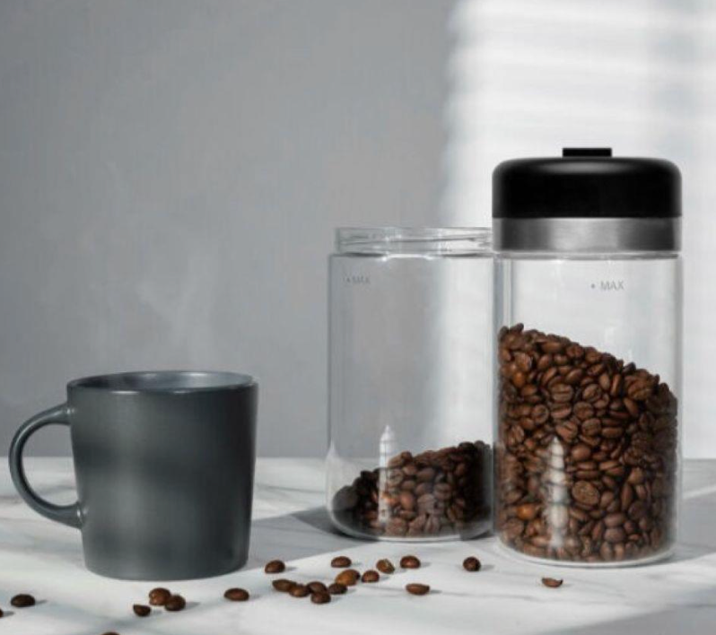 Shelbru Smart Canister 800ml Glass Vacuum Jar Black