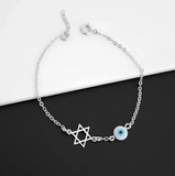 Dainty Star of David & Evil Eye Bracelet-3