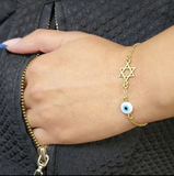 Dainty Star of David & Evil Eye Bracelet-1