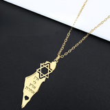 "I Have No Other Land" Israel Map Necklace with Star of David-3