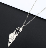 "I Have No Other Land" Israel Map Necklace with Star of David-4