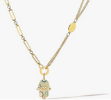 Artistic Hamsa Necklace with Dual Chain Design-4