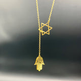 Order Israel Star of David and Hamsa Drop Necklace-3