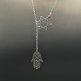 Order Israel Star of David and Hamsa Drop Necklace-4