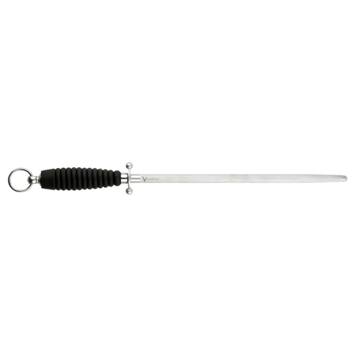 Victory Knives TI43BK 30cm flugel sharpening steel fine grit black handle with ring
