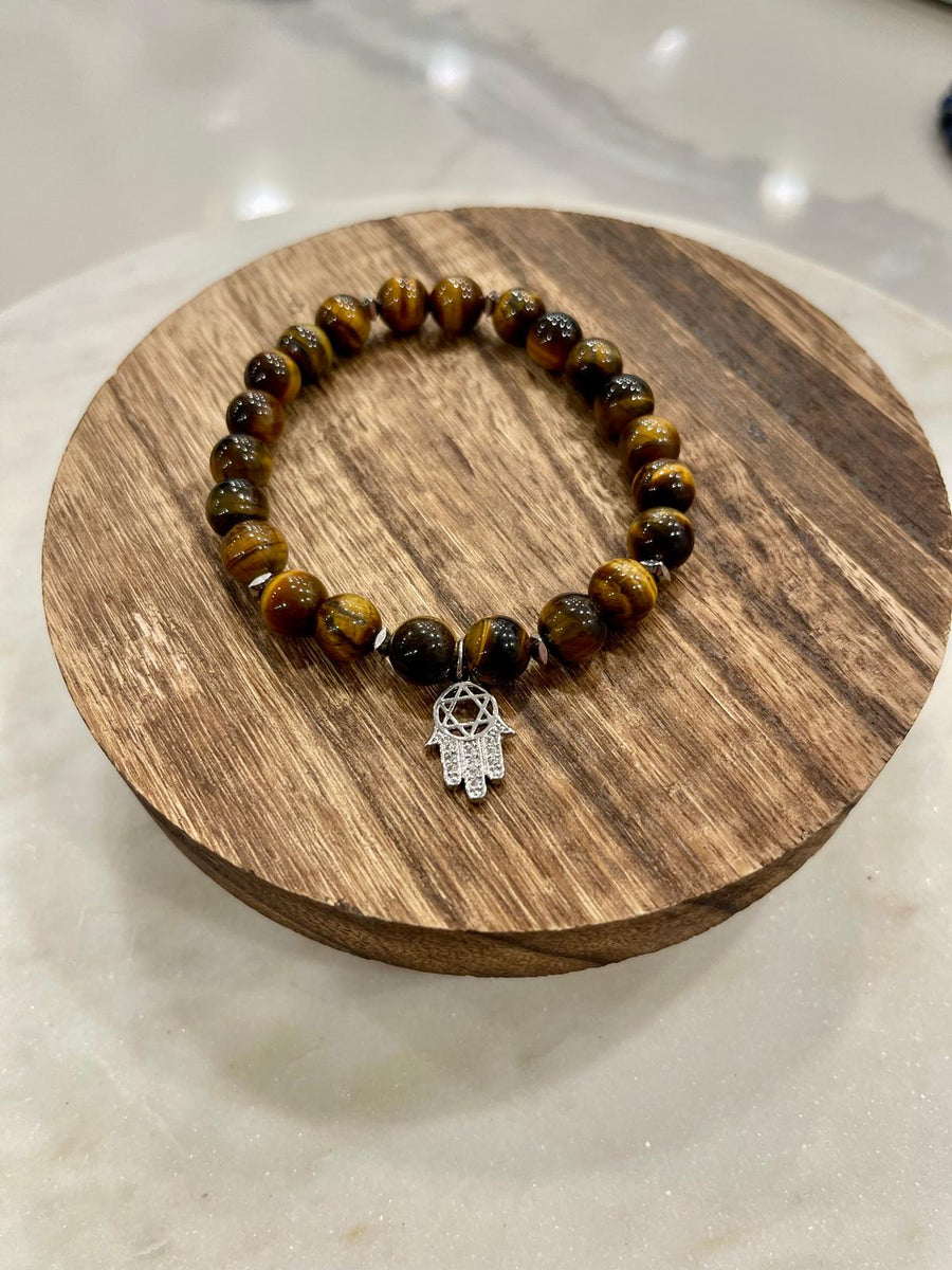 Tiger's Eye Hamsa Bracelet-0