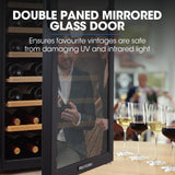 POLYCOOL 128L 51 Bottle Wine Bar Fridge Underbench Cooler Compressor Glass Door, Black
