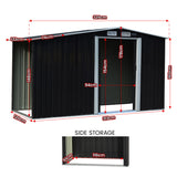 Wallaroo Garden Shed with Semi-Close Storage 4*8FT - Black