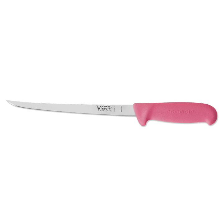 Victory 22cm narrow fish filleting knife stainless steel pink Progrip handle
