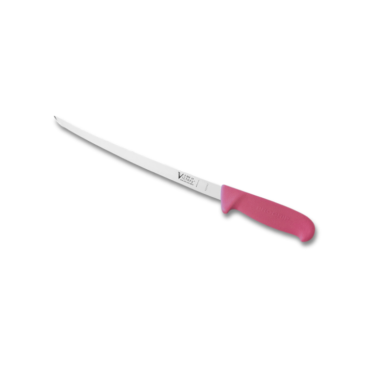 Victory 25cm narrow fish filleting knife stainless steel pink Progrip handle