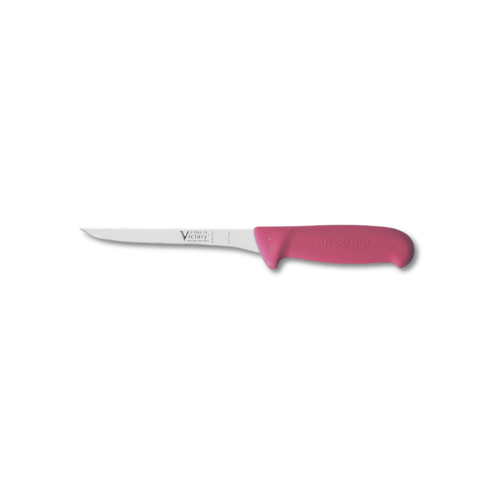 Victory 15cm flexible straight boning knife stainless steel pink Progrip handle