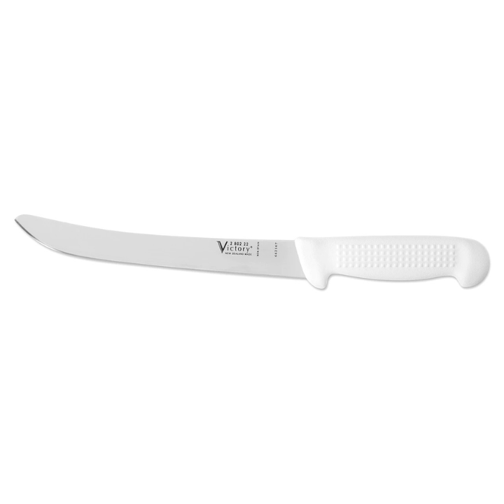 Victory 22cm wide blade filleting knife stainless steel white plastic handle S4 sheath compatible