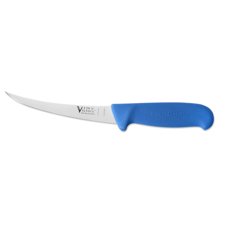 Victory 20cm narrow flexible filleting knife stainless steel pink Progrip handle fish skinning knife