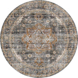Vintage Crown Cezanne Rabbit Gray Inca Gold Distressed Vintage Round Rug 180x180