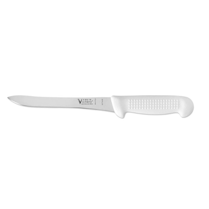 Victory 18cm super flexible filleting knife stainless steel white plastic handle fish knife