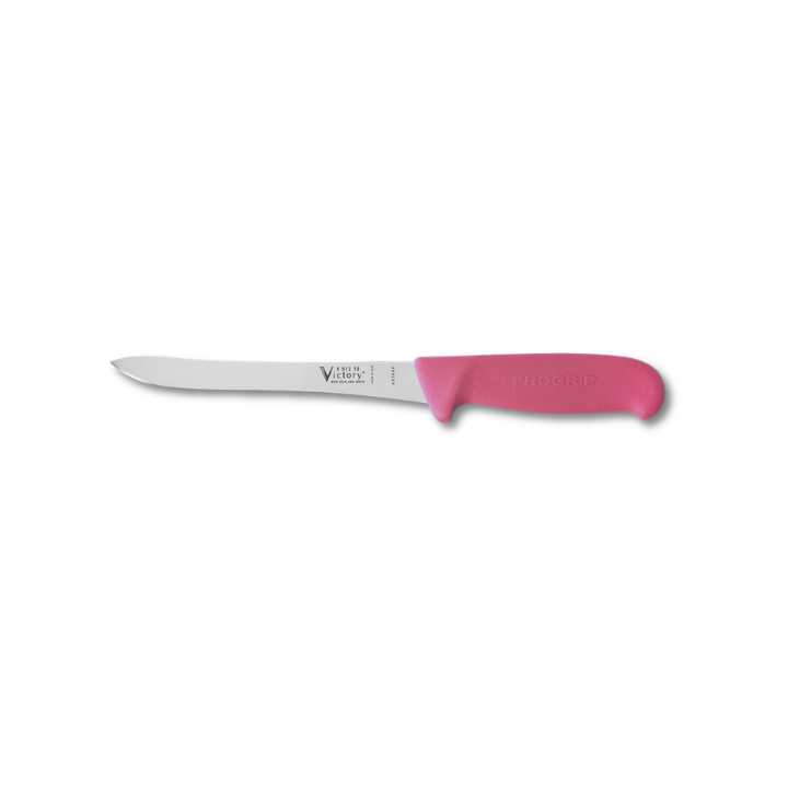 Victory 18cm super flexible filleting knife stainless steel pink Progrip handle fish knife