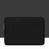 Midnight Black Leather Laptop Bag - Double-Layer - 11 / 12 Inch