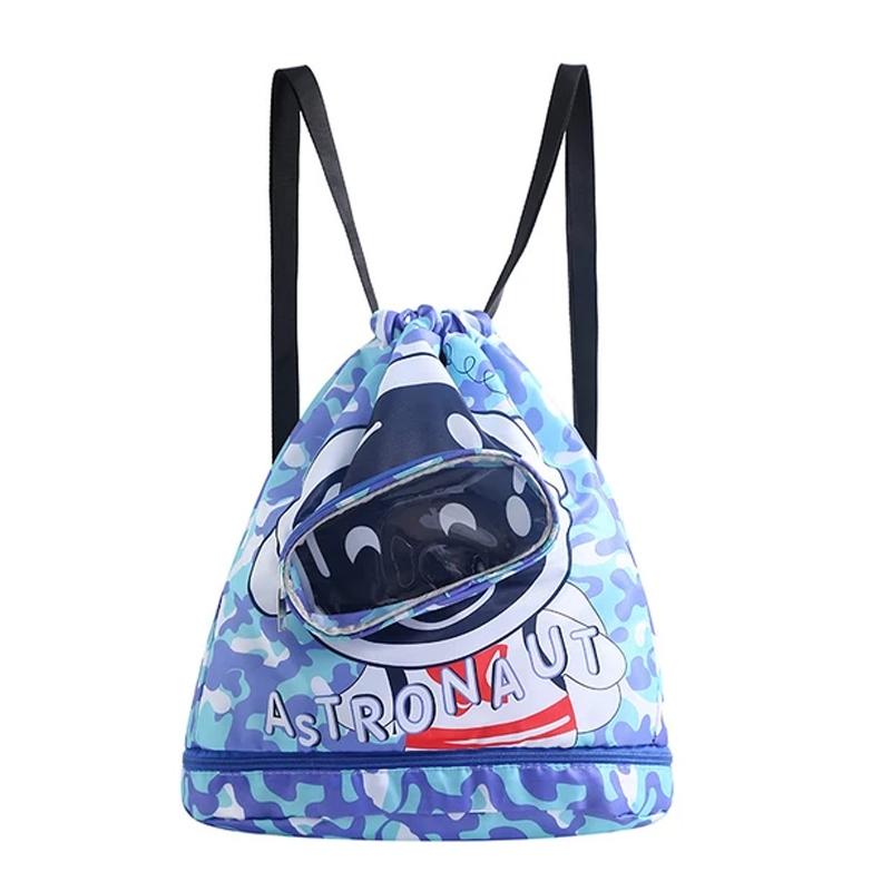 Kids' Swim Bag Cute Cartoon Beach Backpack Waterproof Dry / Wet Large 2 Layer - Blue - Large 2 Layer