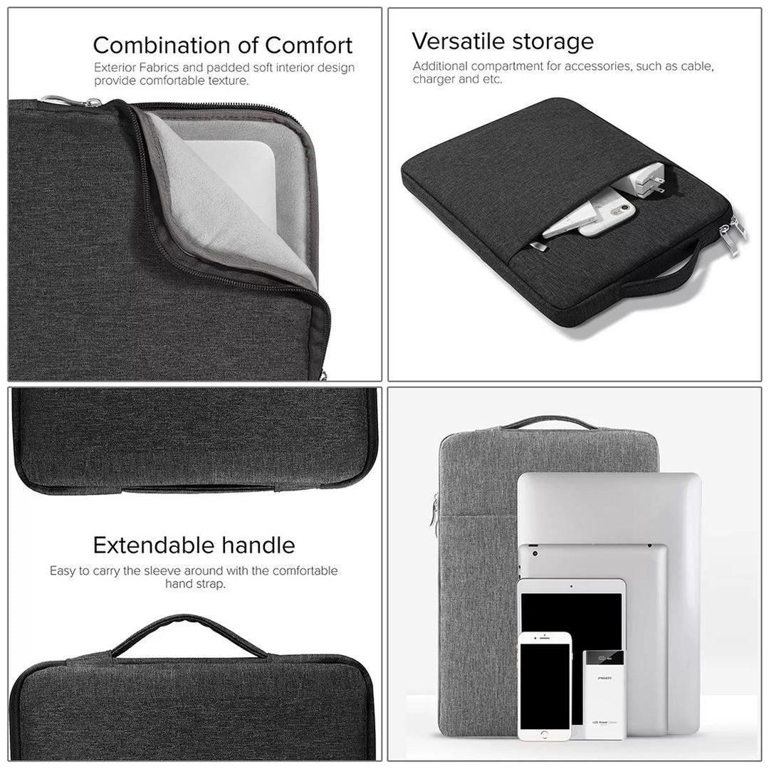 Universal Denim Laptop Bag for 13.3 Notebooks - Fits Macbook Air / Pro - Portable & Stylish - 35.5x26.5x2cm - Black