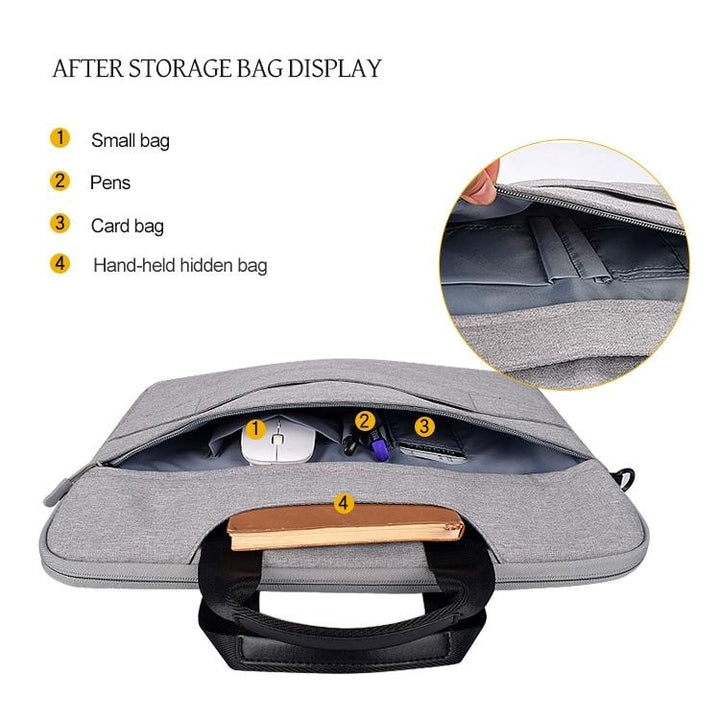 Waterproof Oxford Cloth Laptop Bag with Concealed Handle & Luggage Tie Rod - Black