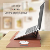Universal 4-In-1 Laptop Bag Set Waterproof Pu Leather Handle Stand Pen Holder Winders Mouse & Charger Bags - 13 / 14 Inch - Black