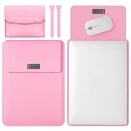 Lightweight 4-in-1 Leather Laptop Bag - 13 / 14 Inches Portable - Pink
